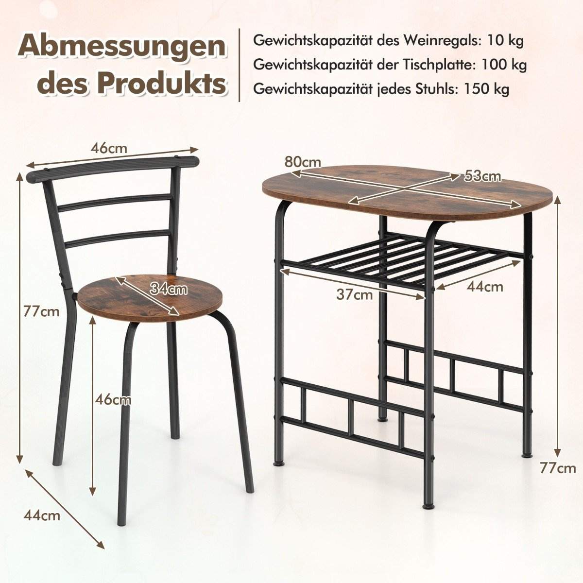 Matbordsset med 2 stolar – platsbesparande, vintagebrun | Hem & Hobby | Pryloteket