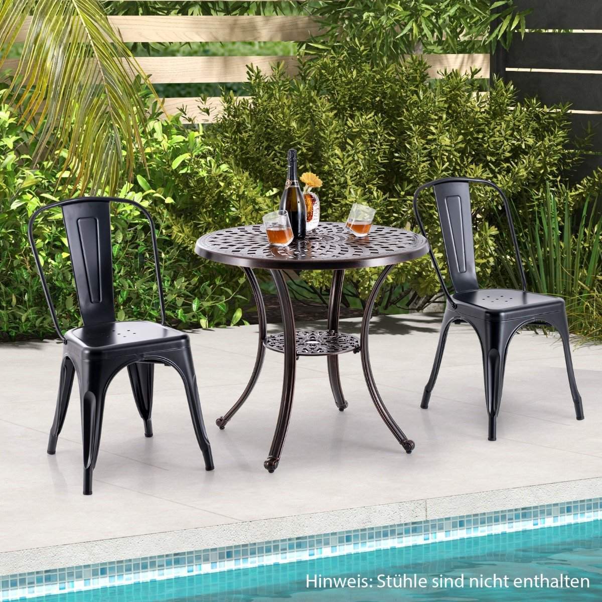 Terrassebord i støbt aluminium – Paraplyhul & nederste hylde