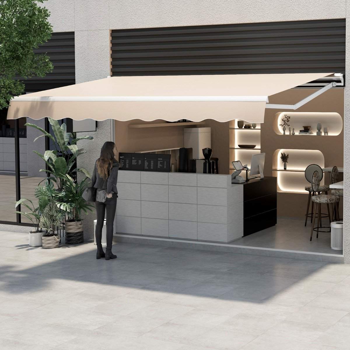 Udtrækkeligt terrassemarkise – 4x2,5 m beige solsejl