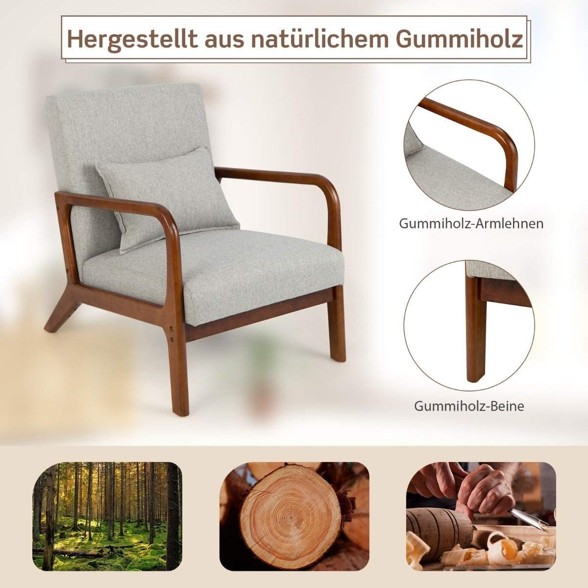 Stue Lounge Chair – Polstret, Ergonomisk, Grå