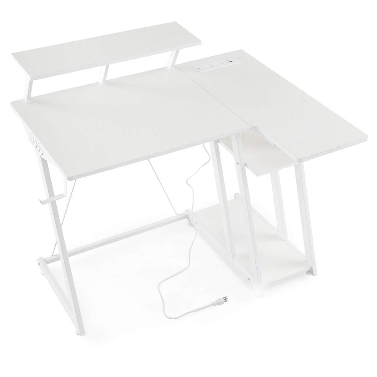 L-format spelbord med uttag och USB-portar – Vit | Hem & Hobby | Pryloteket
