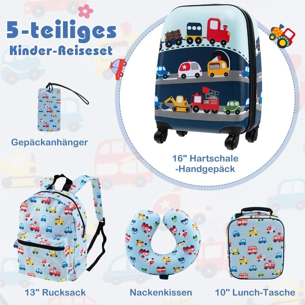 Barns 5-delade bagageuppsättning – 16"" resväska, ryggsäck och mer | Hem & Hobby | Pryloteket