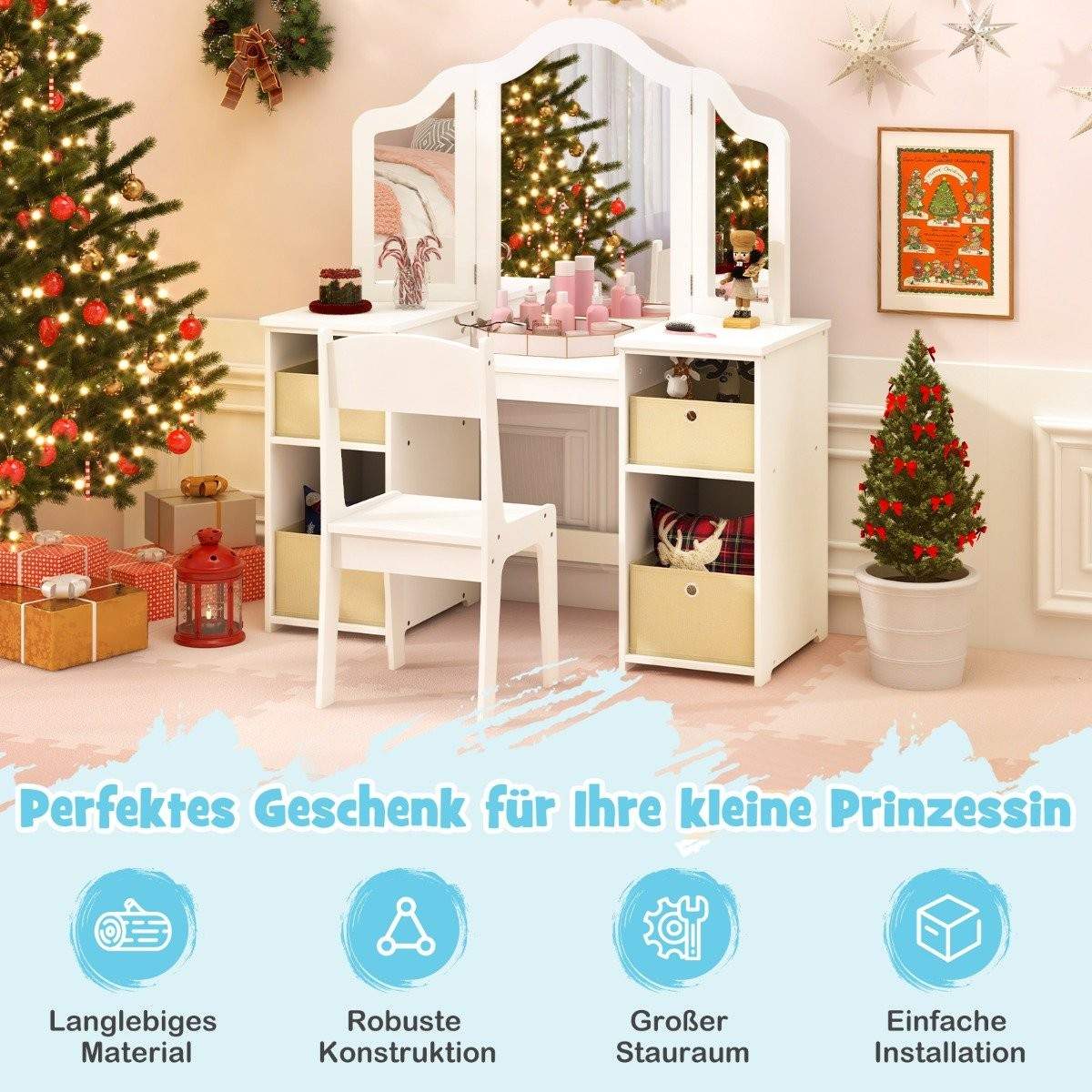 Vanity & Desk Set för barn – 2-i-1 med speglar och förvaring | Hem & Hobby | Pryloteket