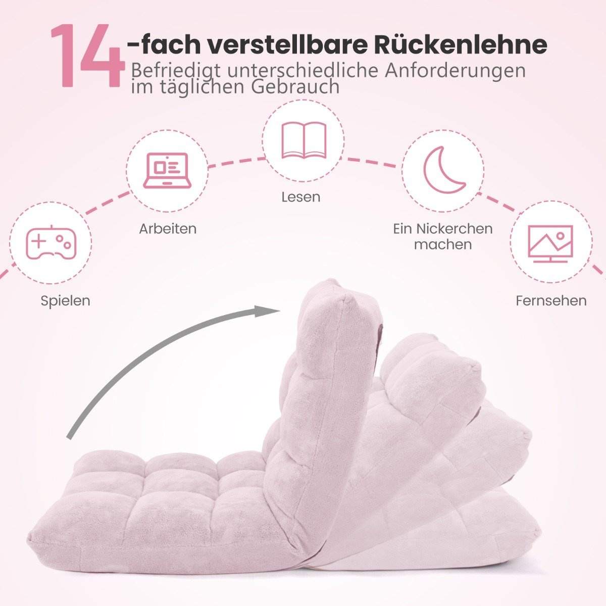 Justerbar golvstol – Coral Velvet, 14 positioner | Hem & Hobby | Pryloteket