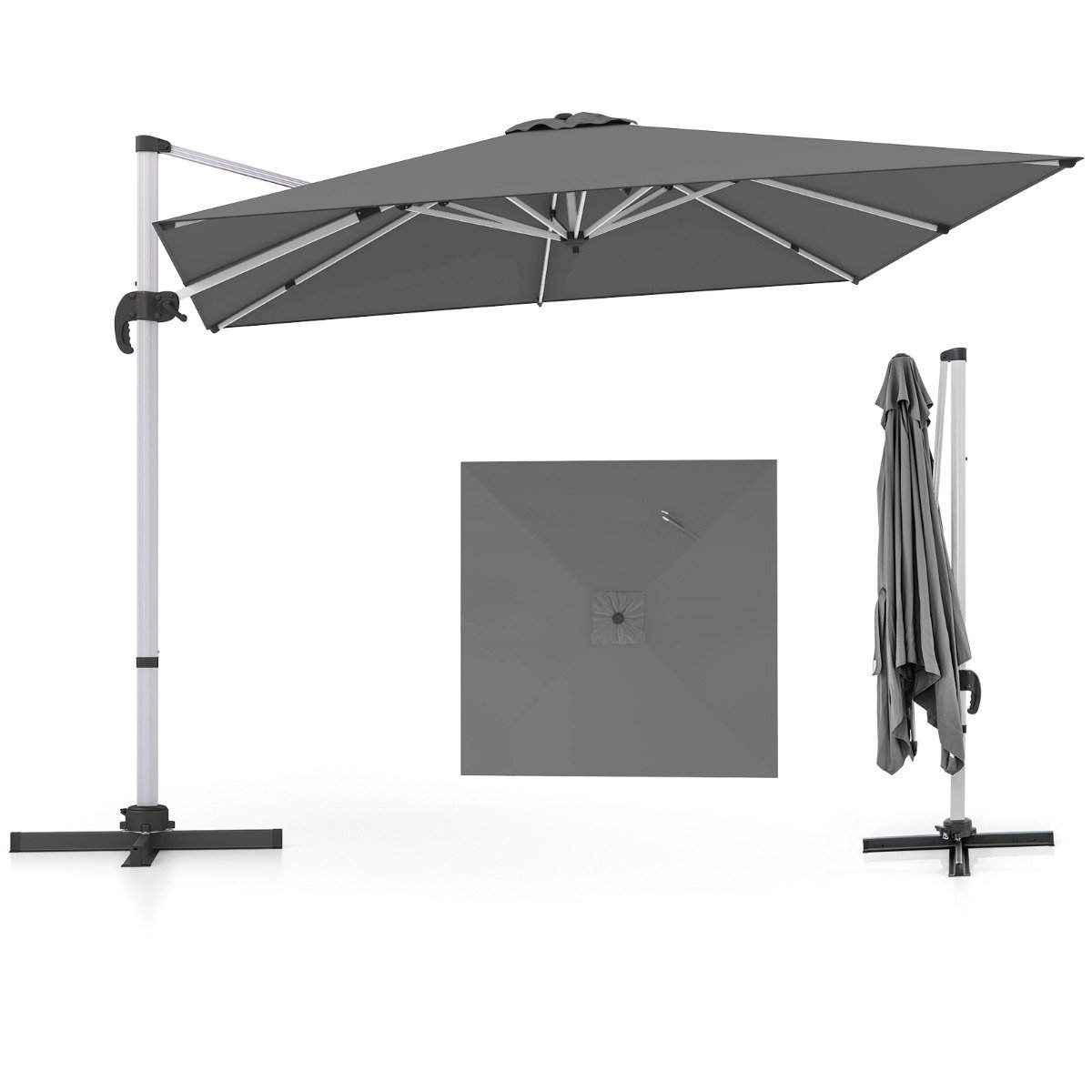Rektangulær terrasseparaply, 300x300 cm, 360° rotation