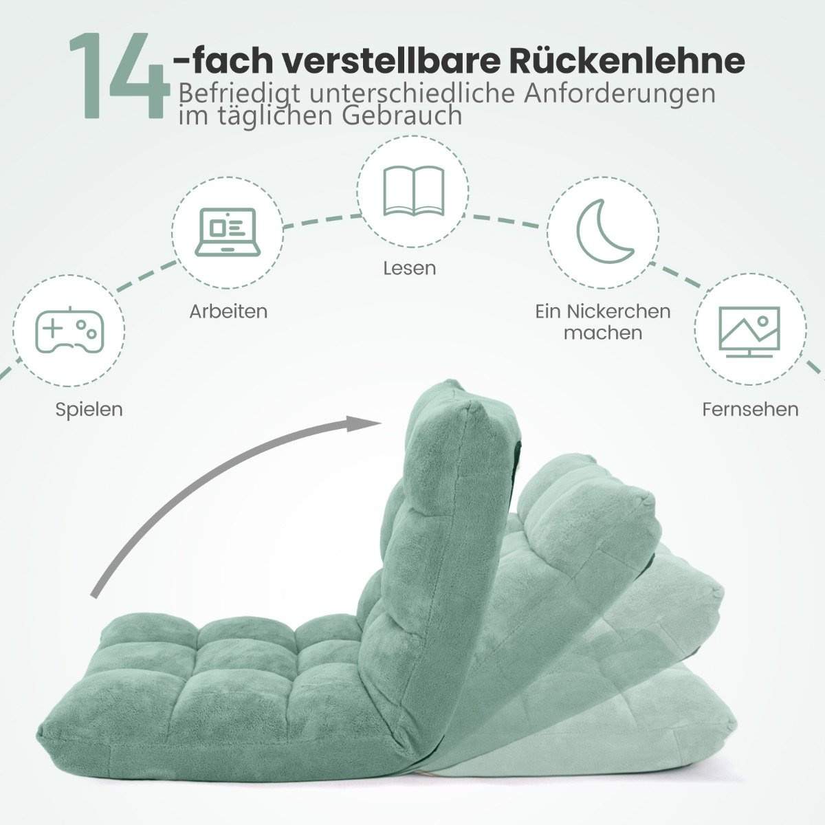 Justerbar Gulvstol med Coral Velvet, Grøn