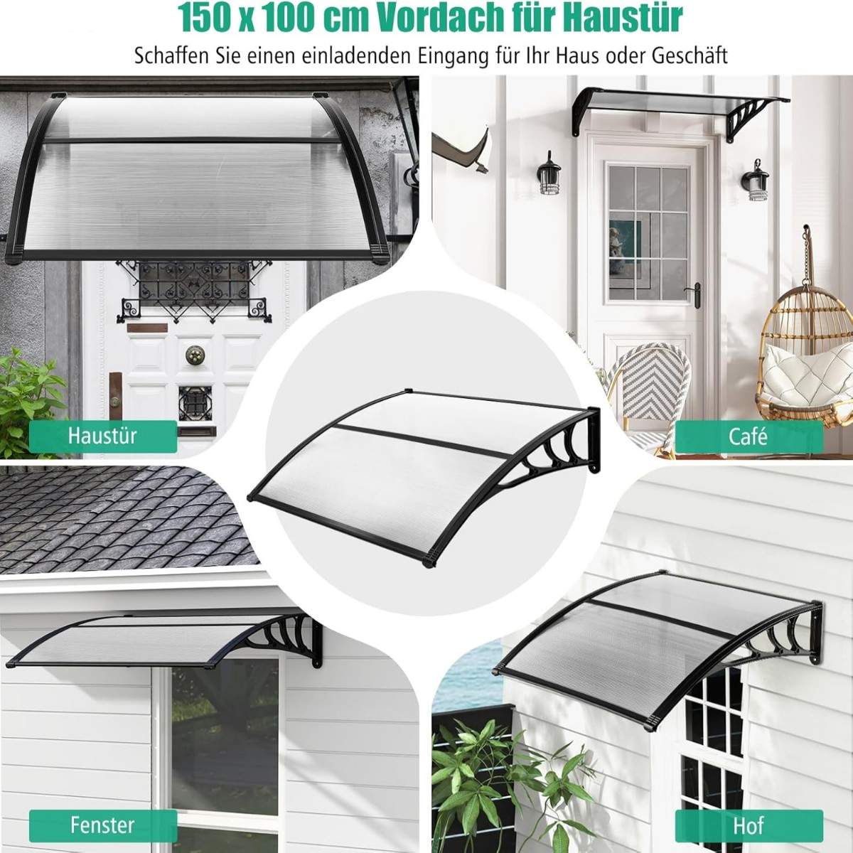 Dør baldakin 150x100 cm – Aluminium & Polycarbonat Shelter