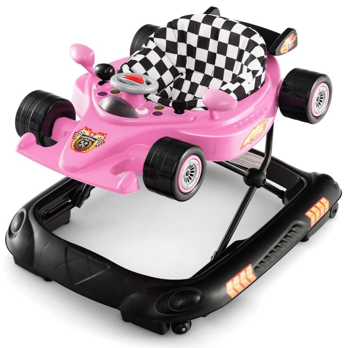 4-i-1 Baby Walker – justerbar i højden, bildesign, pink