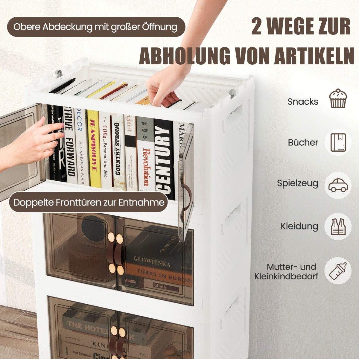 Vikbar förvaringsboxsats – 5 stapelbara, hjulförsedda behållare | Hem & Hobby | Pryloteket