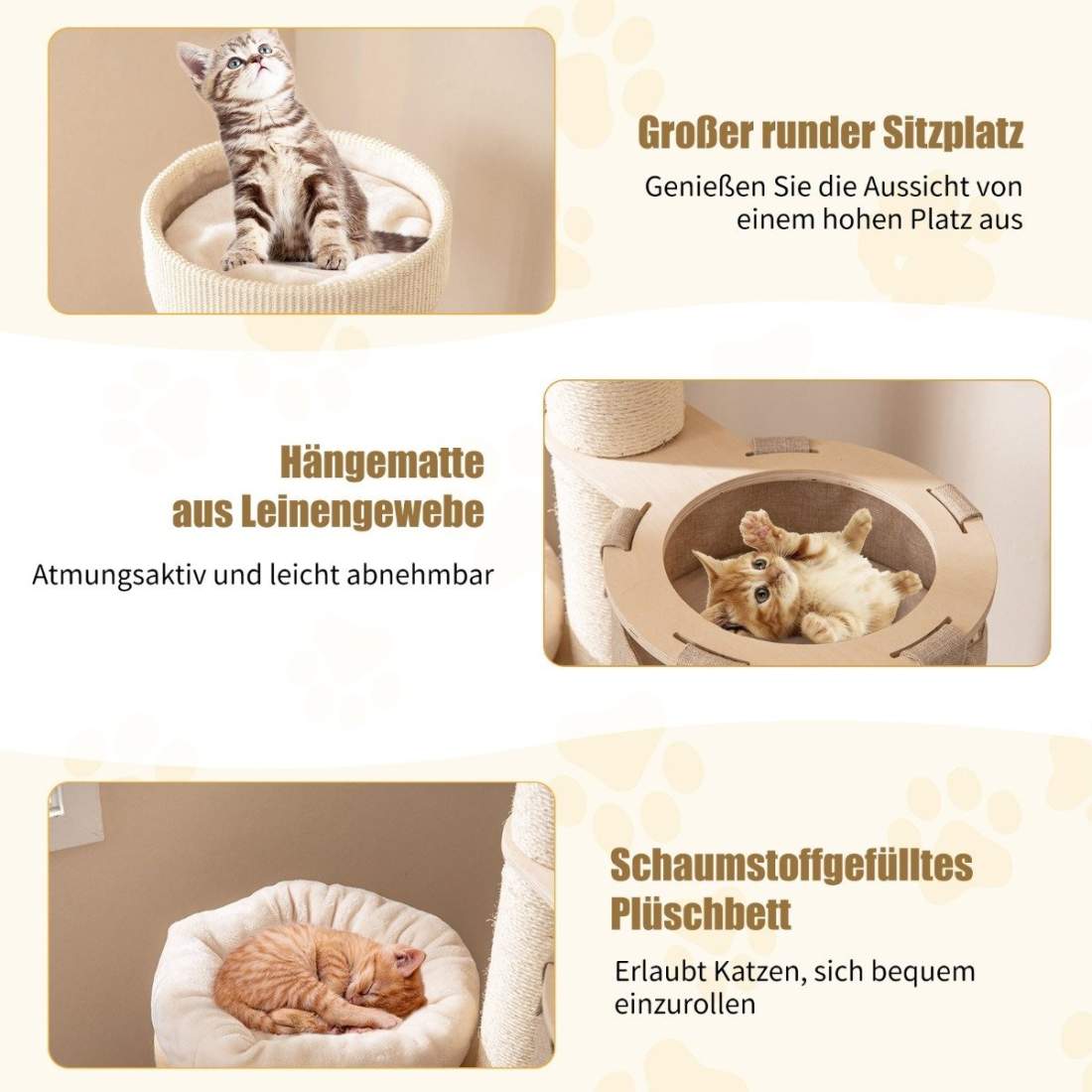 Kattträd med hängmatta & 2-våningslägenhet – Natur, 154 cm | Hem & Hobby | Pryloteket