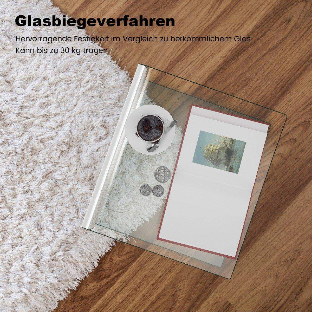 Sidebord i glas – U-formet, hærdet, 45x45x41 cm