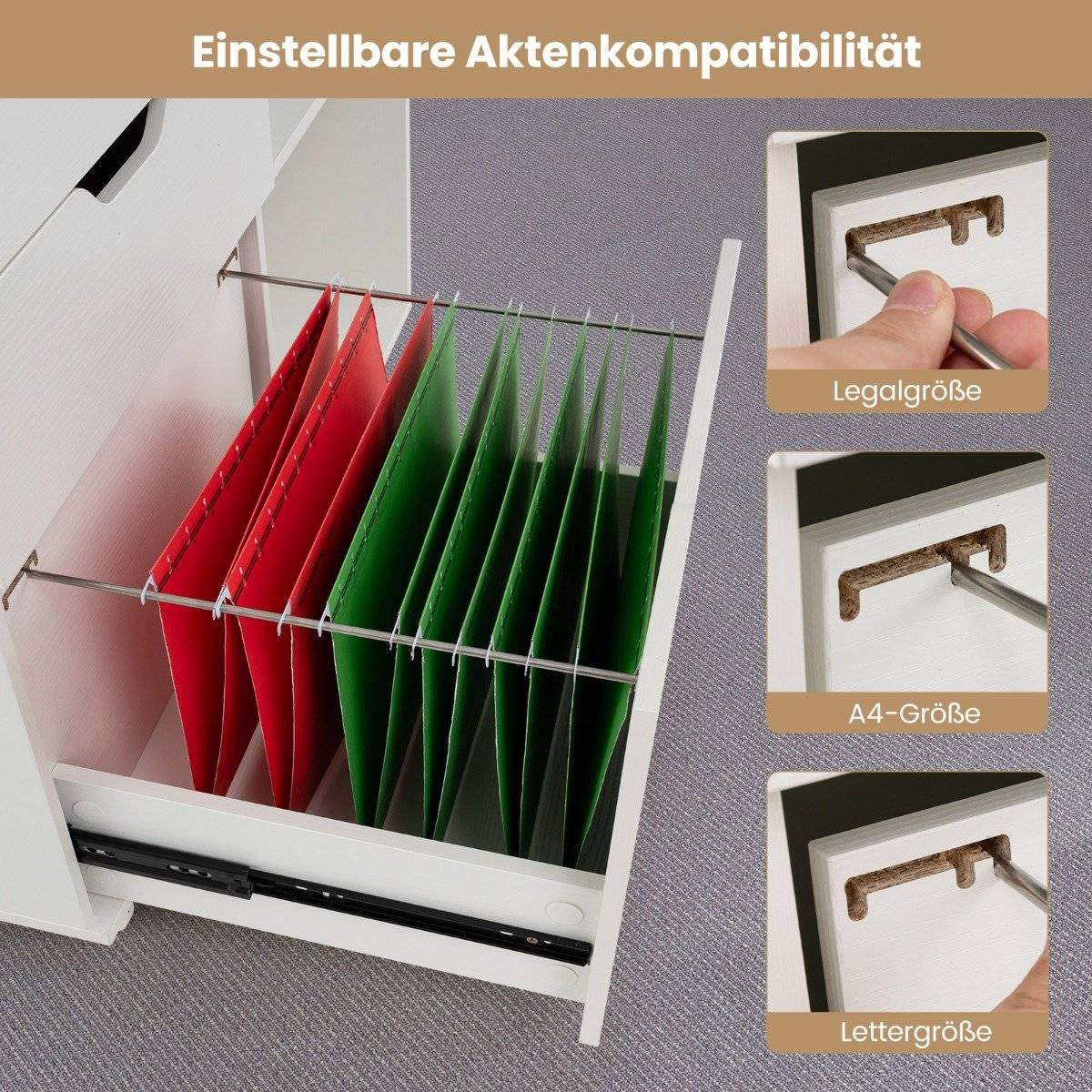 Mobilt arkivskåp – 3 lådor, ställbar hylla, vit | Hem & Hobby | Pryloteket