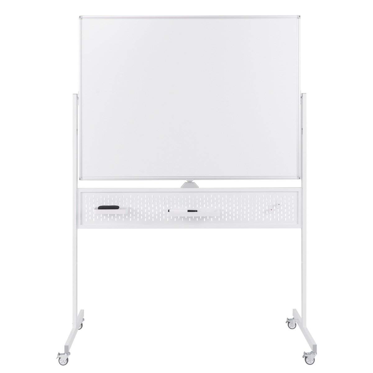 Mobil Dobbeltsidet Whiteboard 120x90 cm med Pegboard & Hjul
