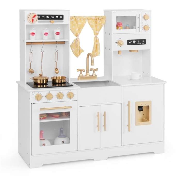Legekøkken i træ med vask og tilbehør – Realistiske lyde
