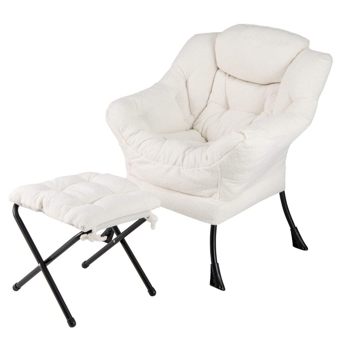Beige loungestol med osmannisk – Sherpa, metalstel