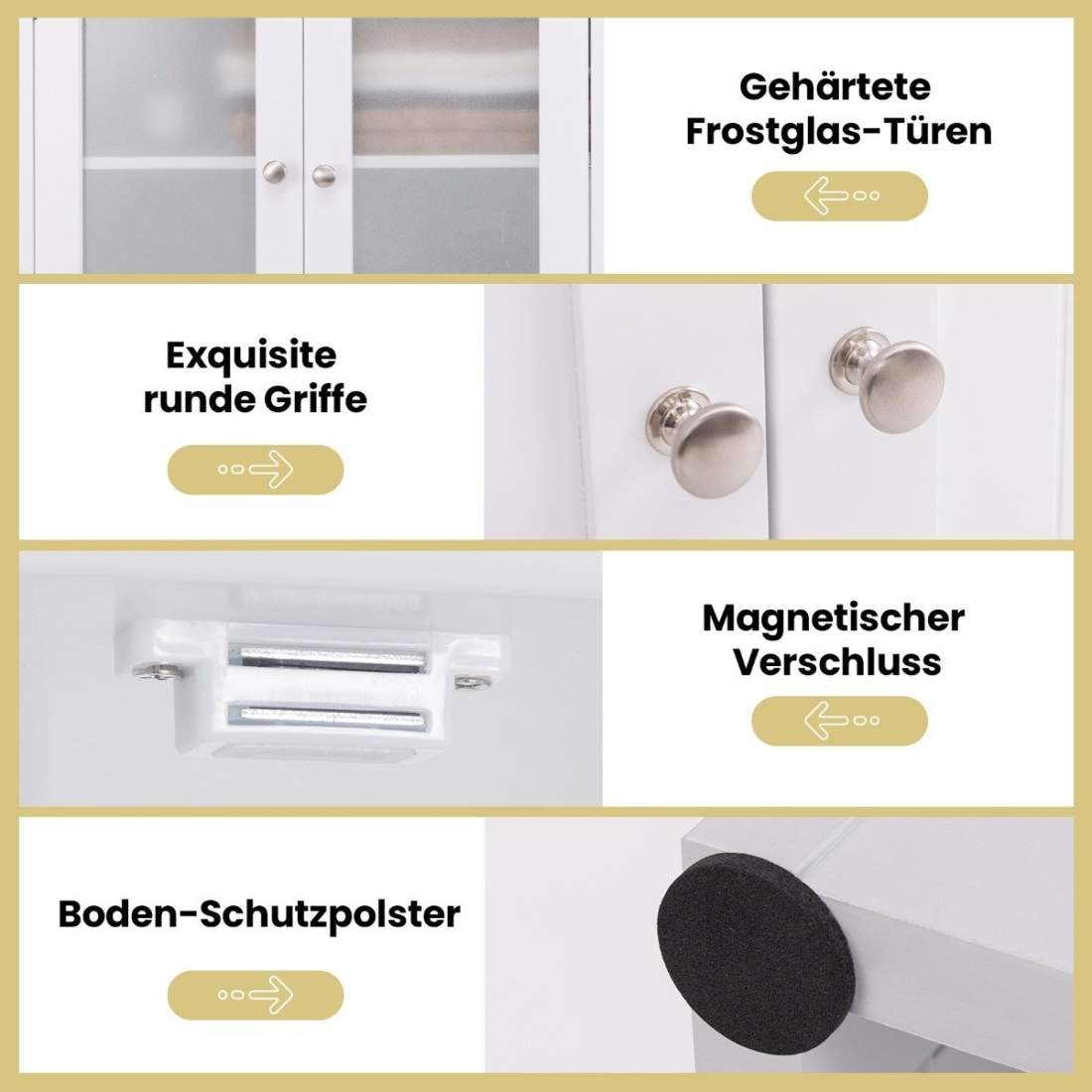 Fristående badrumsskåp – 4 dörrar, öppen hylla, 164cm | Hem & Hobby | Pryloteket