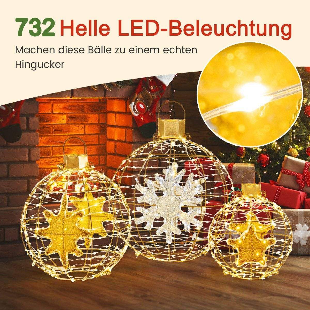 Set med LED-ljusbollar – 3 väderbeständiga hängande klot | Hem & Hobby | Pryloteket
