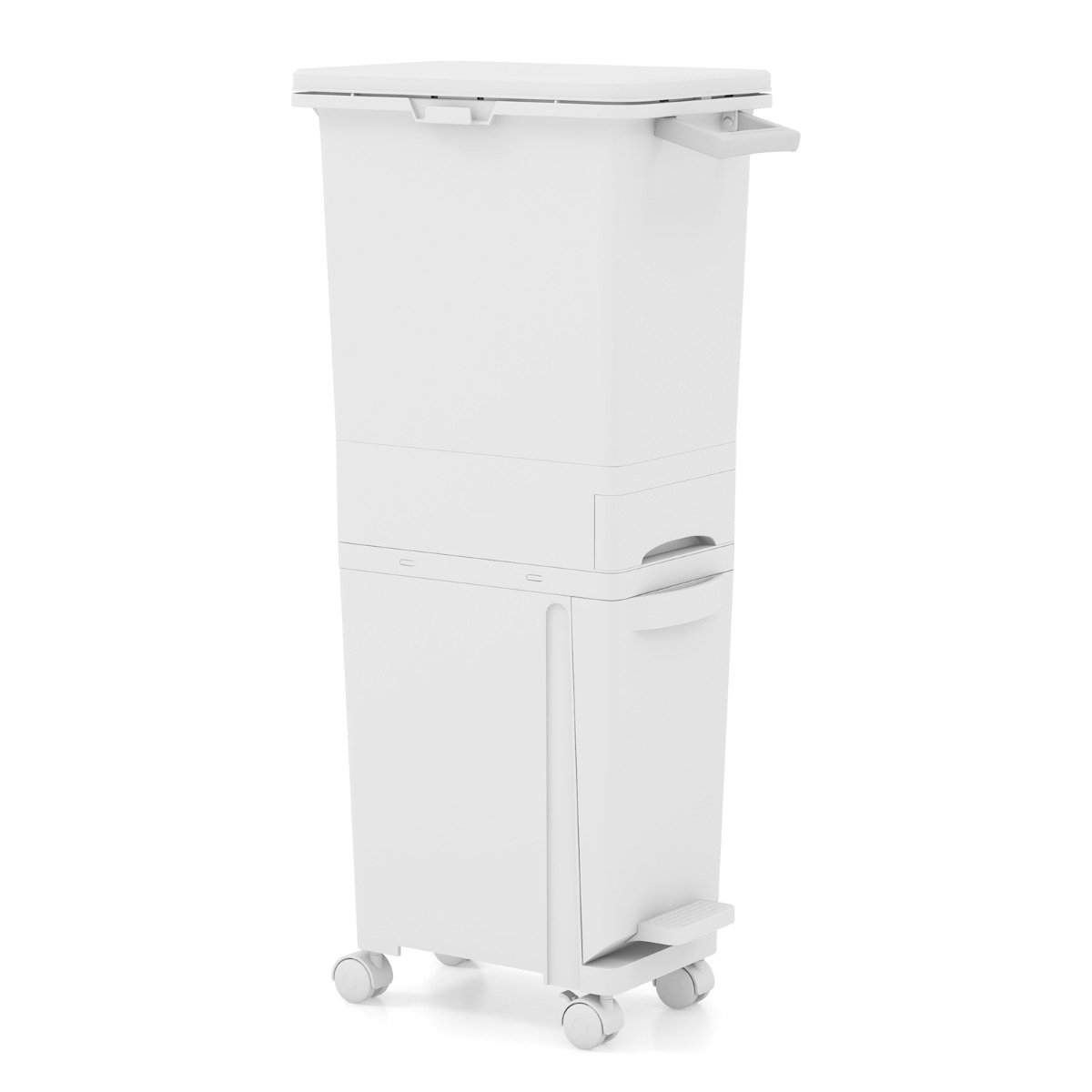 3-i-1 køkkenskraldespand med vippespand og hjul