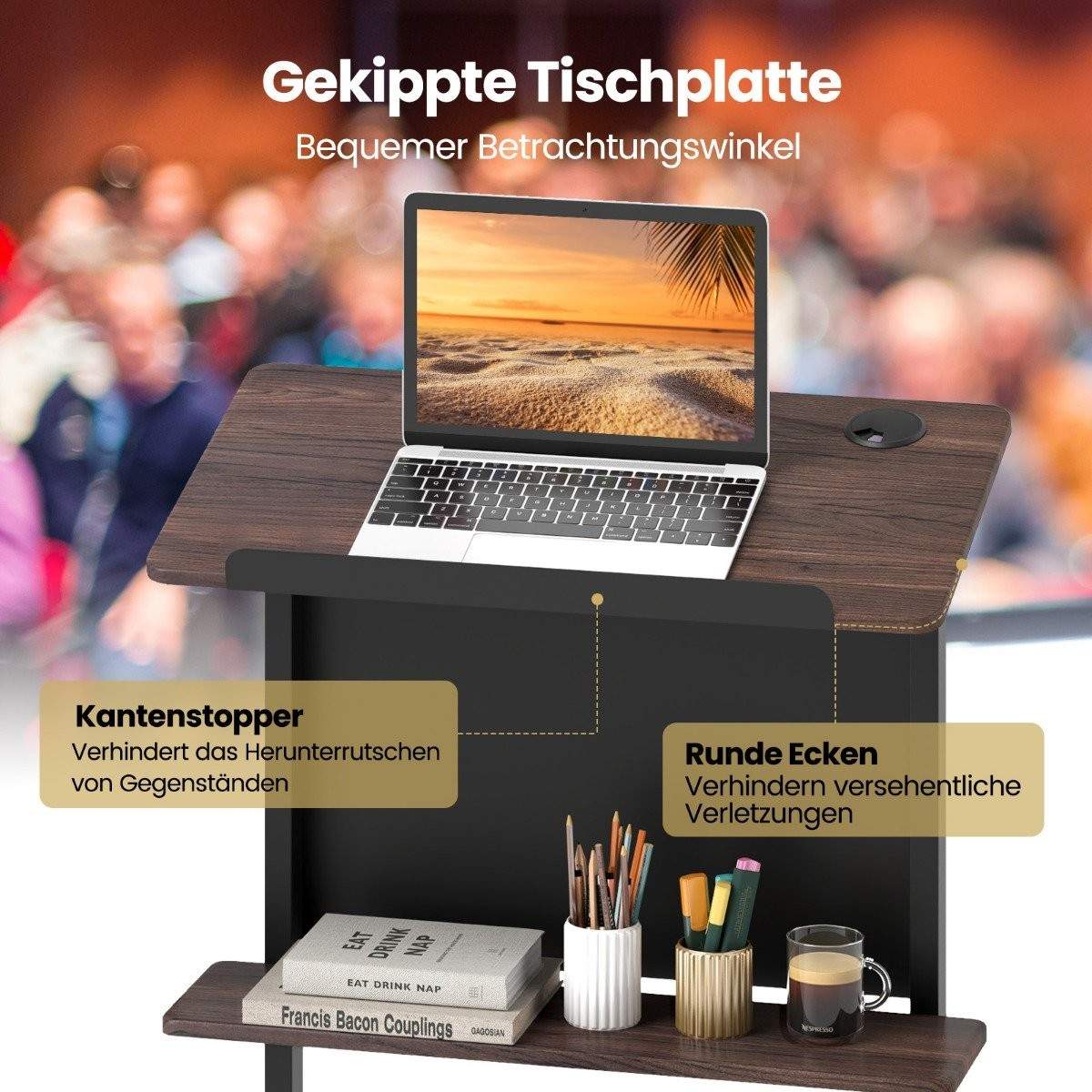 Justerbart mobilt podium – vippet top, ekstra opbevaring