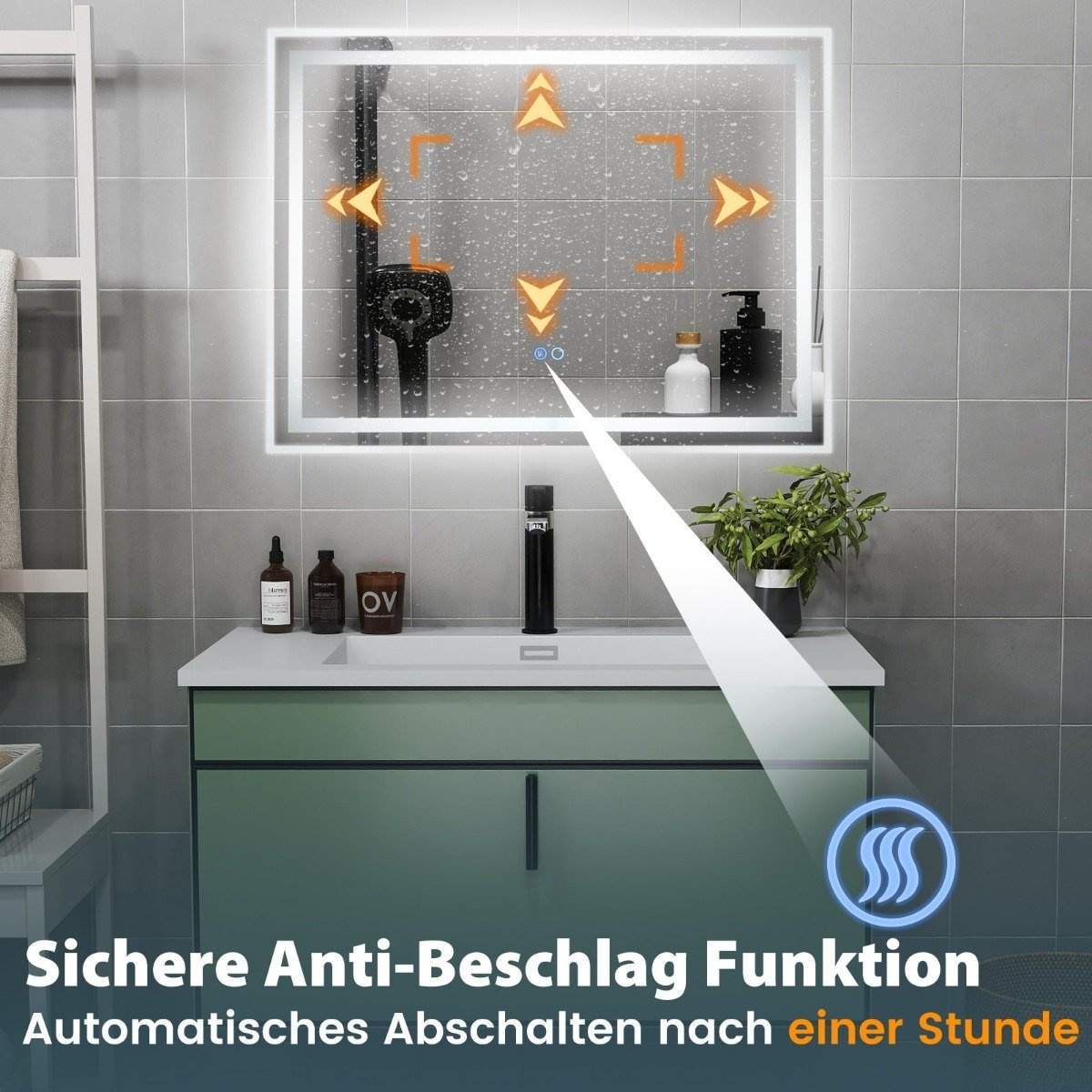 LED badrumsspegel med anti-dimma, dubbel belysning, 80x60 cm | Hem & Hobby | Pryloteket