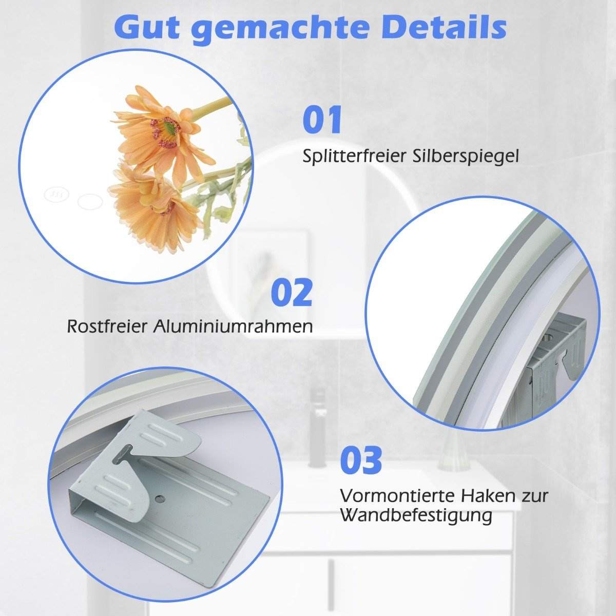 LED-badrumsspegel – anti-dimma, dimbar, pekkontroll | Hem & Hobby | Pryloteket