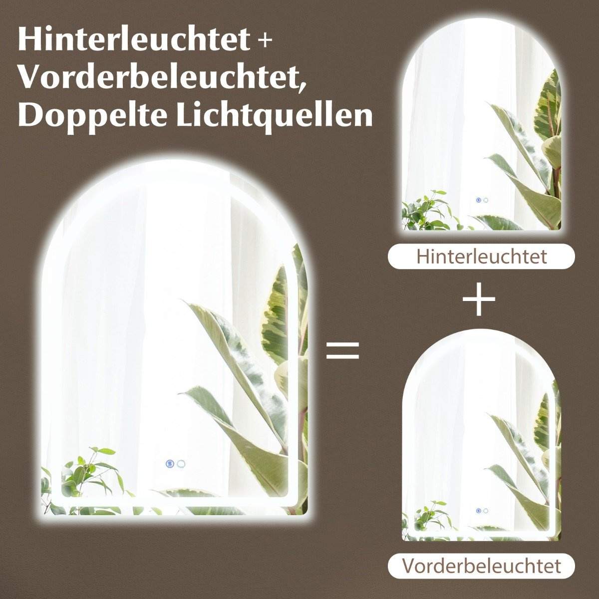 LED badeværelsesspejl – anti-dug, dobbelt belysning, 60x80 cm