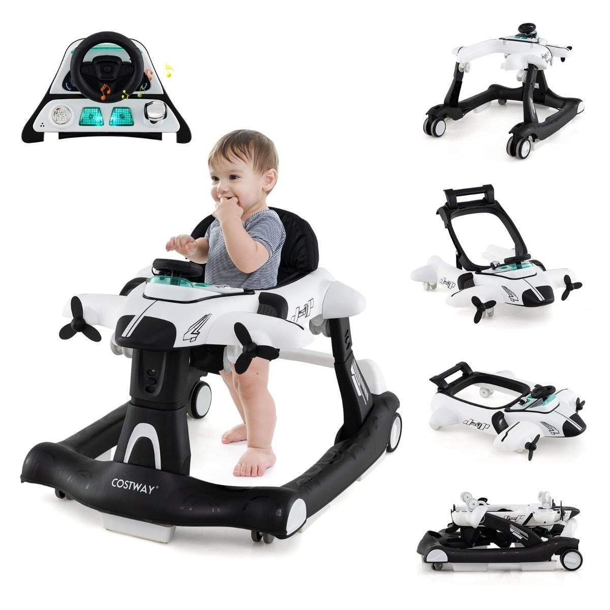 Baby Walker 6-i-1, justerbar højde og hastighed, foldbar