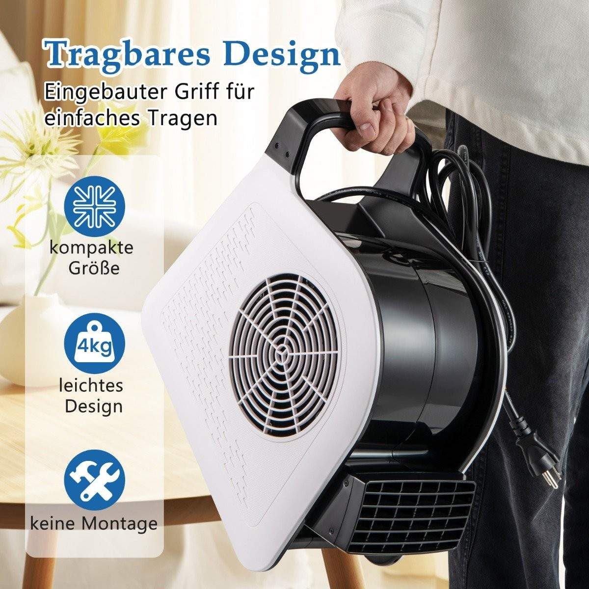 Höghastighetsluftfläkt – 130W, 3 hastigheter, 185° vridbart huvud | Hem & Hobby | Pryloteket