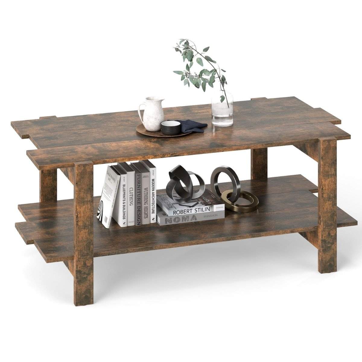 2-vånings soffbord med förvaring – brunt trä | Hem & Hobby | Pryloteket