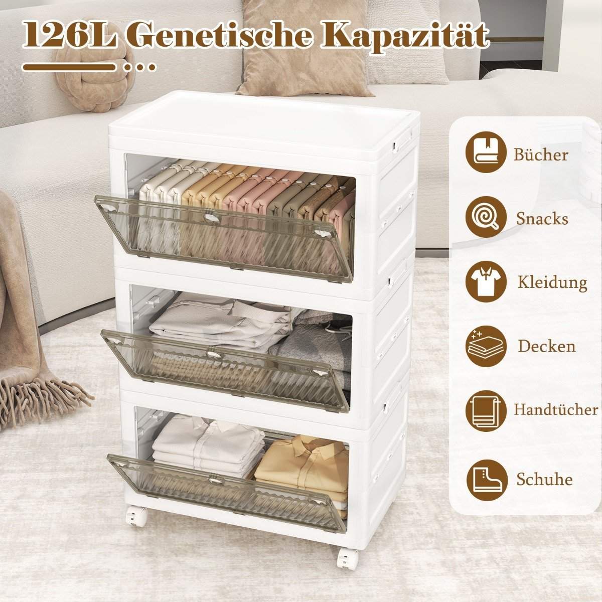 Hopfällbar förvaringslåda med lock – 126L/168L, lättåtkomlig | Hem & Hobby | Pryloteket