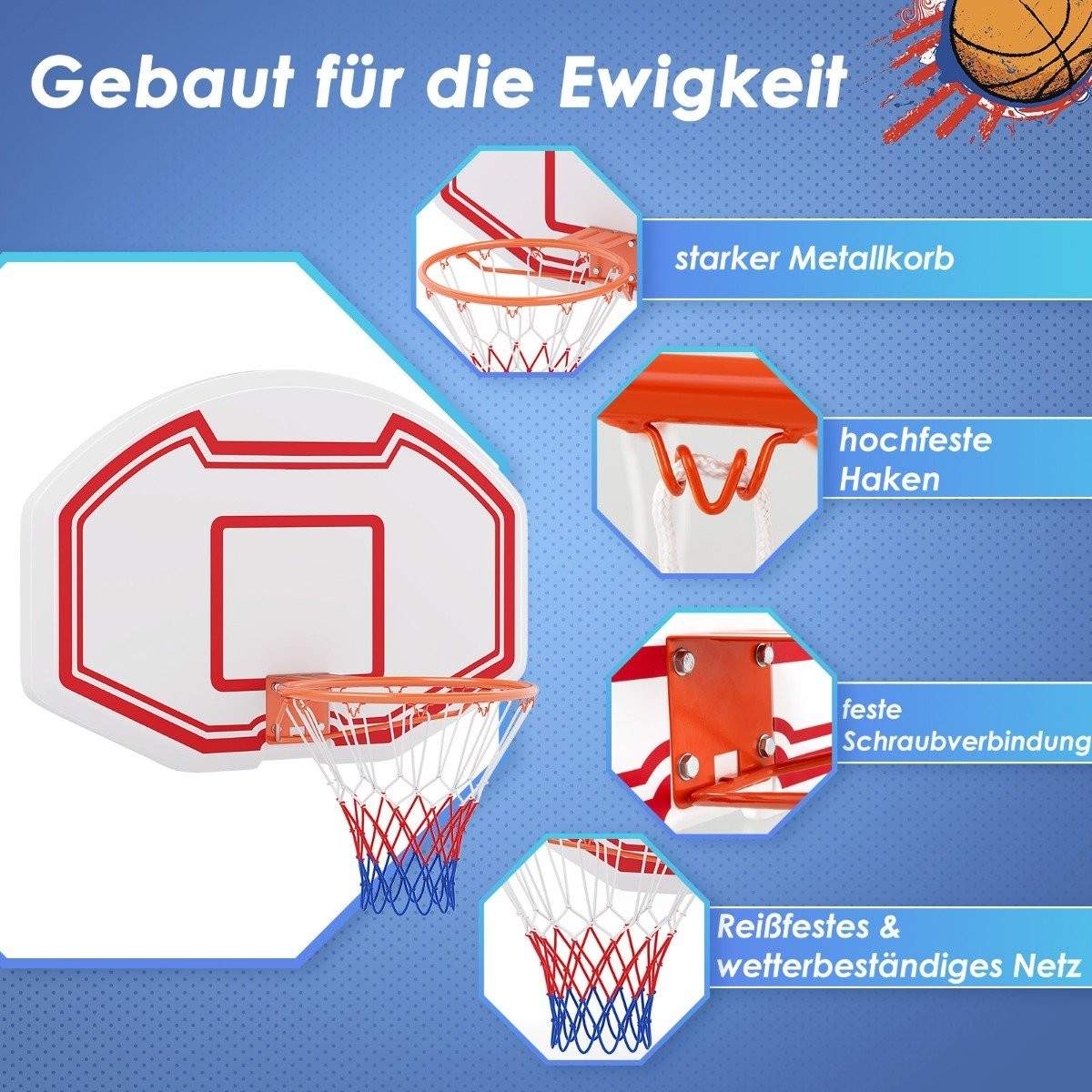 Indendørs Mini Basketball Hoop – 45 cm fælg, holdbart bagplade