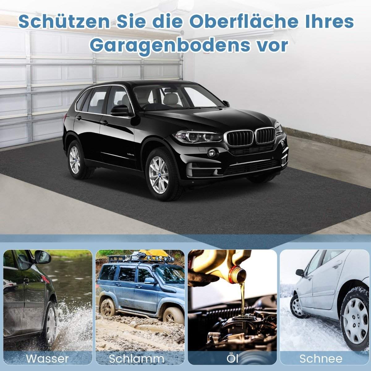 Garagegulvmåtte 800x220 cm – Olieabsorberende & Vandtæt