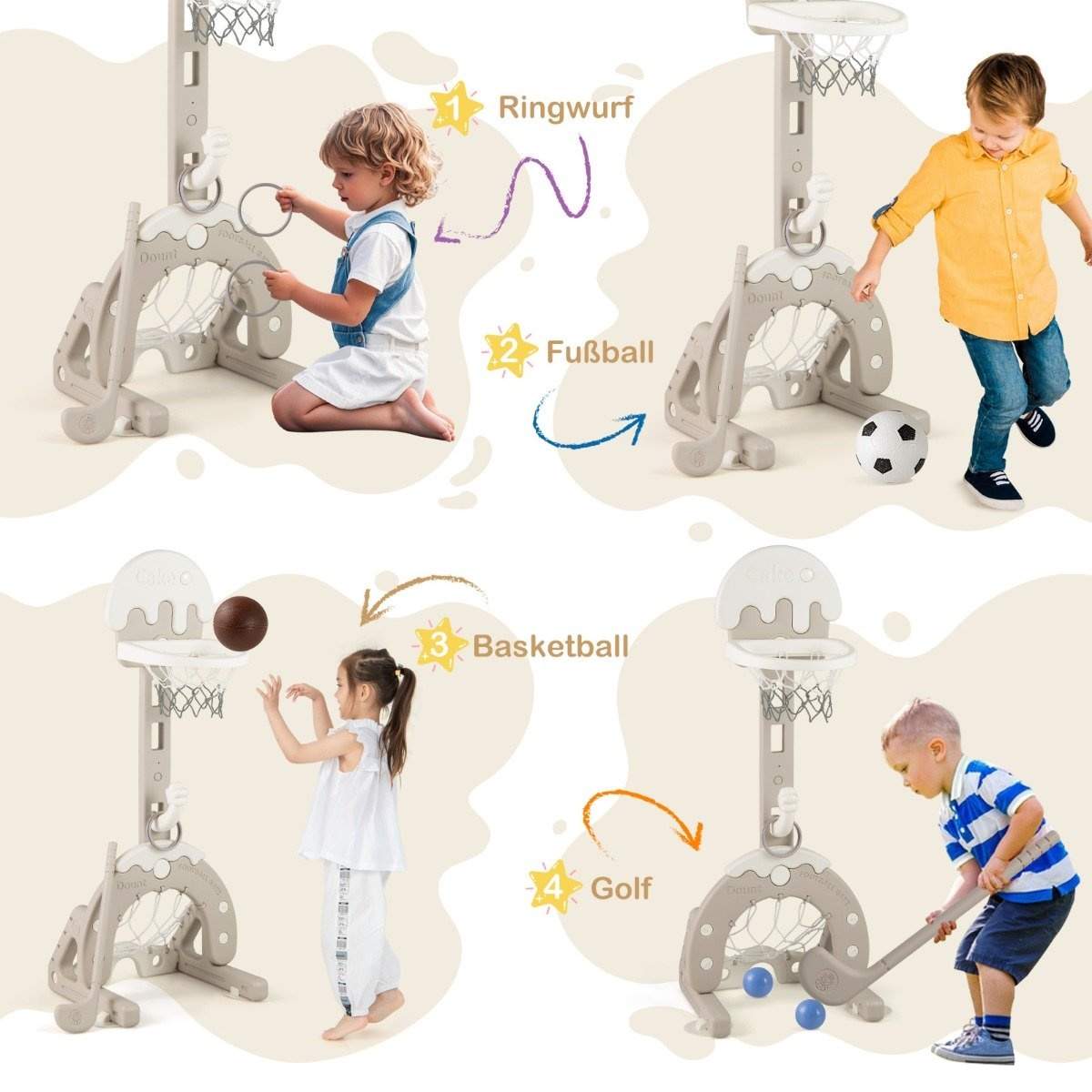 4-i-1 justerbart sportset för barn – basket, fotboll, golf | Hem & Hobby | Pryloteket