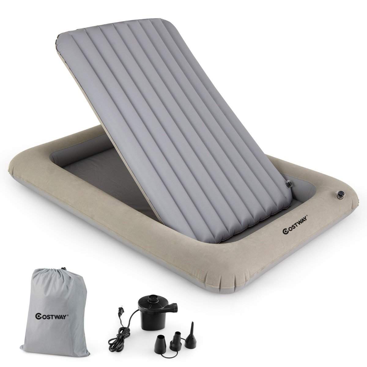 Uppblåsbar resesäng för barn med pump & bärväska – grå | Hem & Hobby | Pryloteket