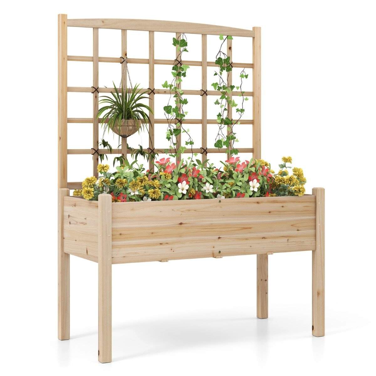 Upphöjd trädgårdssäng med spaljé – Trä, 119x60x160 cm | Hem & Hobby | Pryloteket