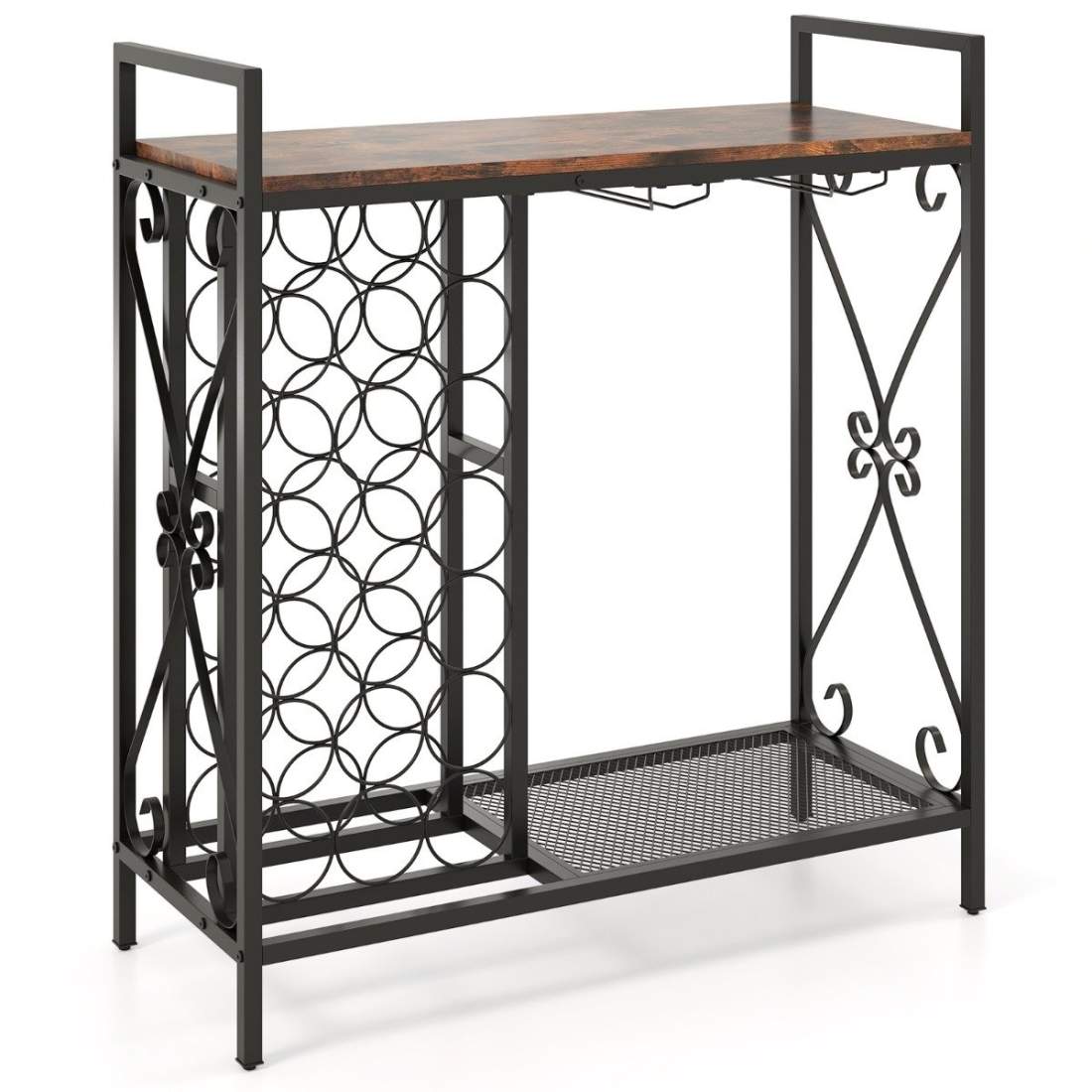 Vinställ för 21 flaskor med glashållare och bordsskiva | Hem & Hobby | Pryloteket