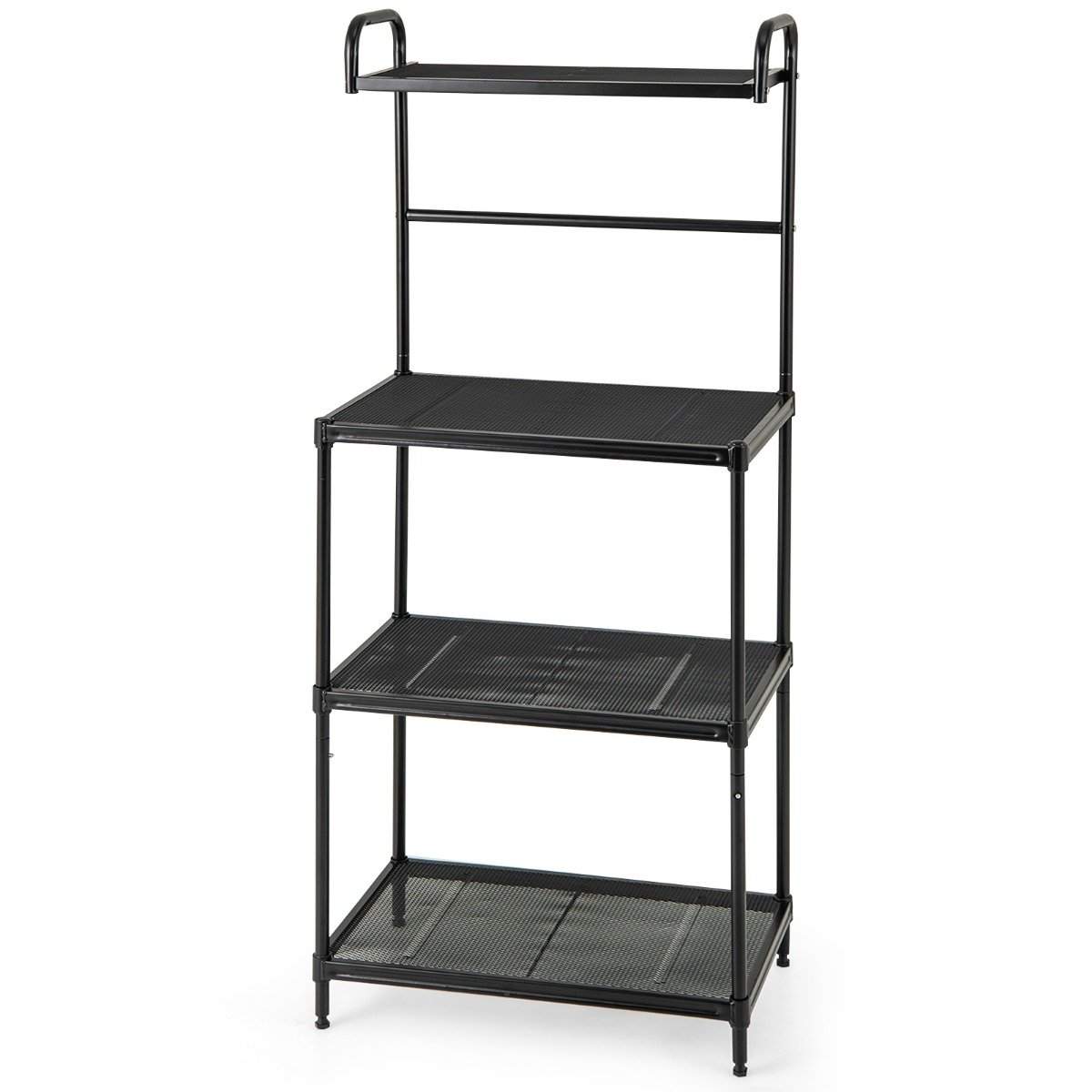 4-lags justerbar metal køkkenhylde – sort, 59x34x136 cm