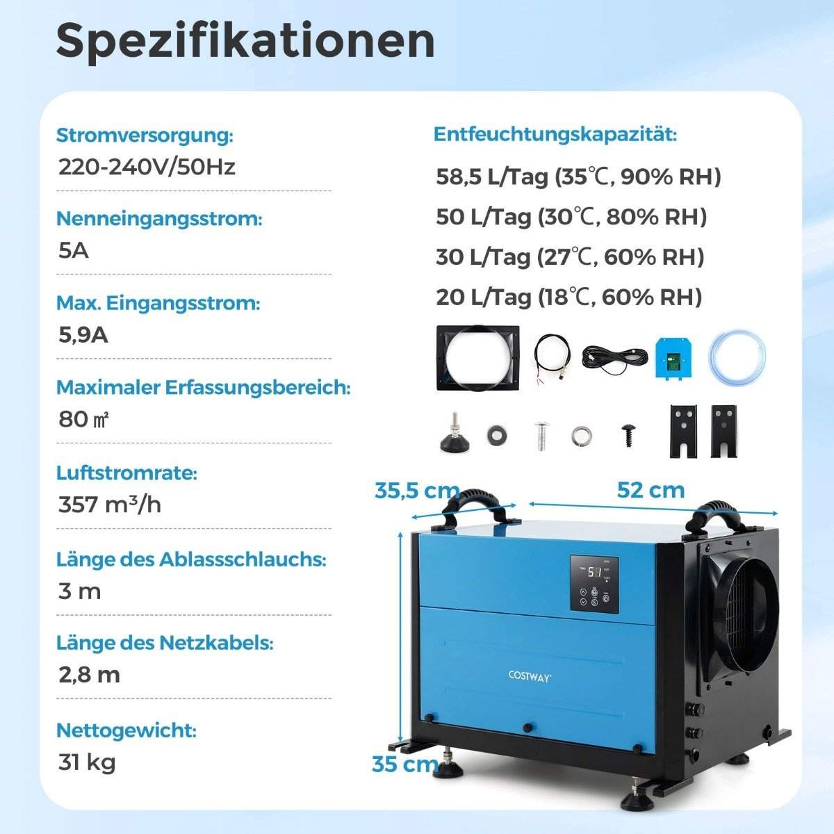 Kommersiell avfuktare – 3 lägen, 24H timer, 58L/dag kapacitet | Hem & Hobby | Pryloteket