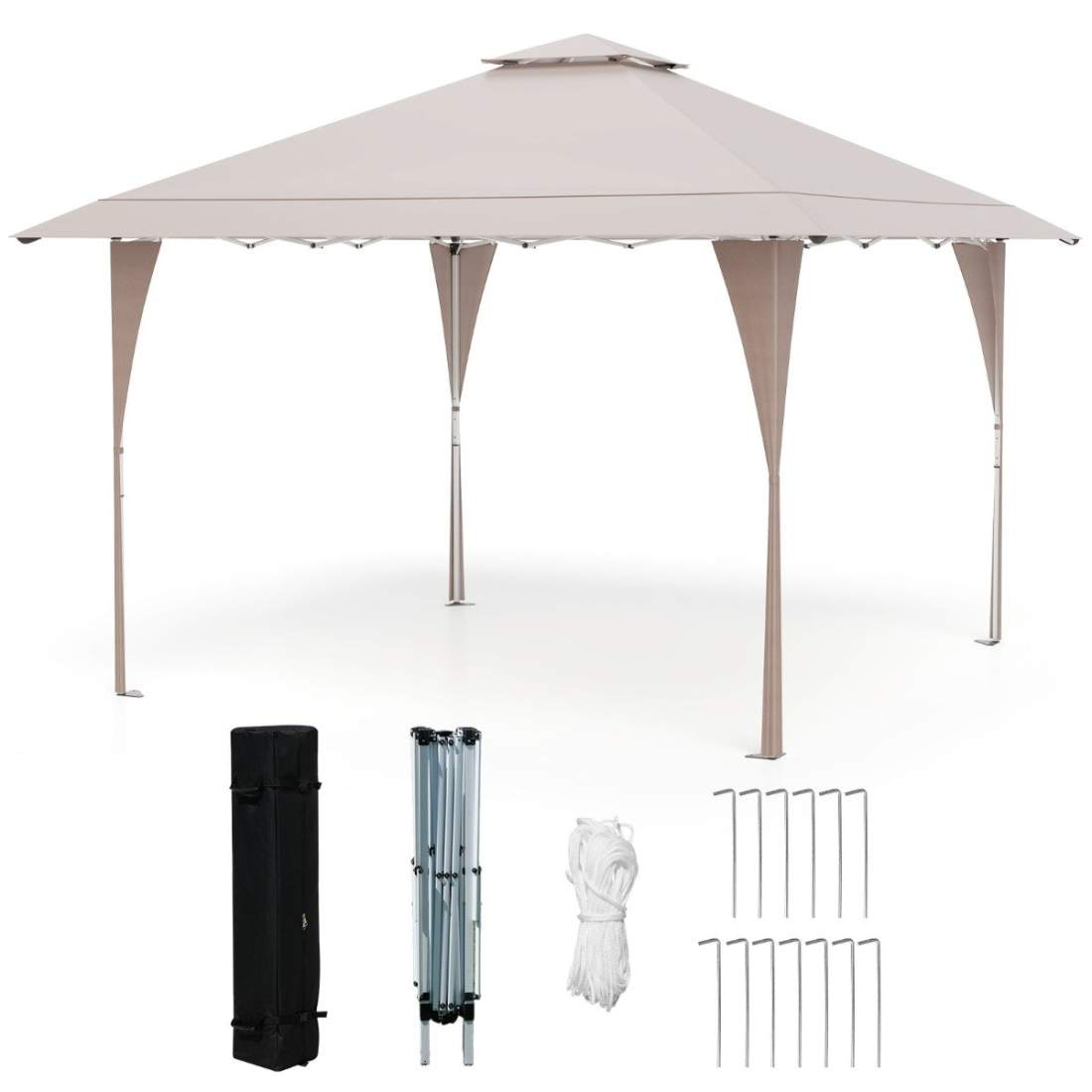 4 x 4 m justerbar pop-up paviljong med dubbeltak | Hem & Hobby | Pryloteket