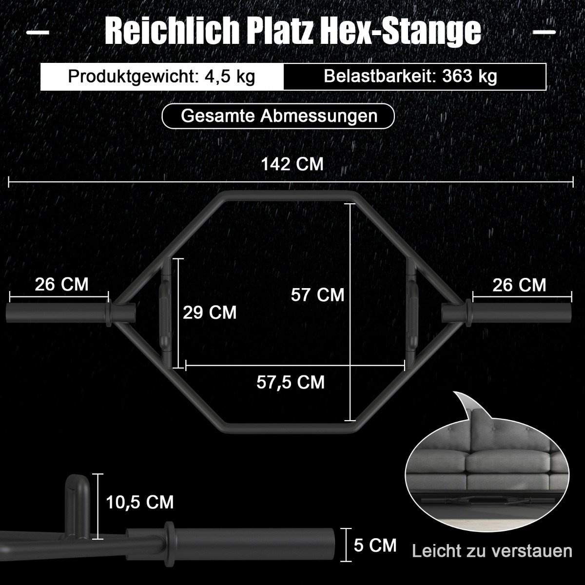 Hex Trap Bar med foldehåndtag – 363 kg Kapacitet