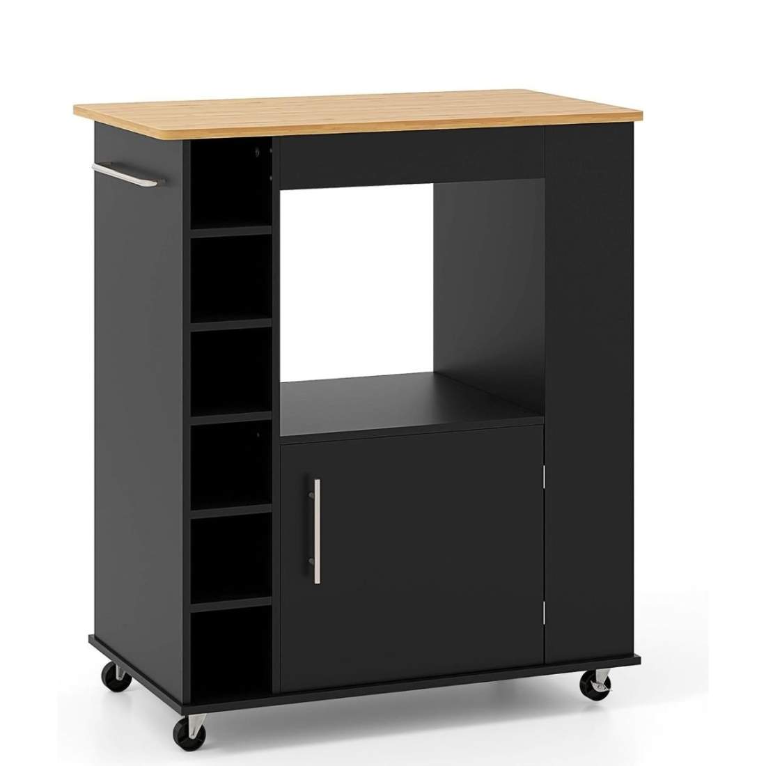 Köksvagn med bambuskiva, kryddhylla och handdukshållare | Hem & Hobby | Pryloteket