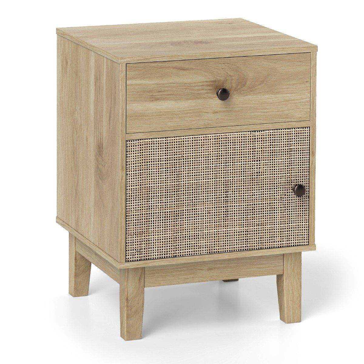 Natbord i rattan med skuffe og skab – Boho Style