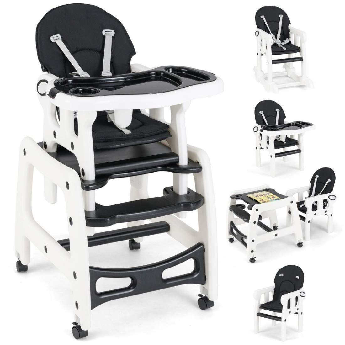 3-i-1 konvertibel barnstol – svart, justerbar och bärbar | Hem & Hobby | Pryloteket