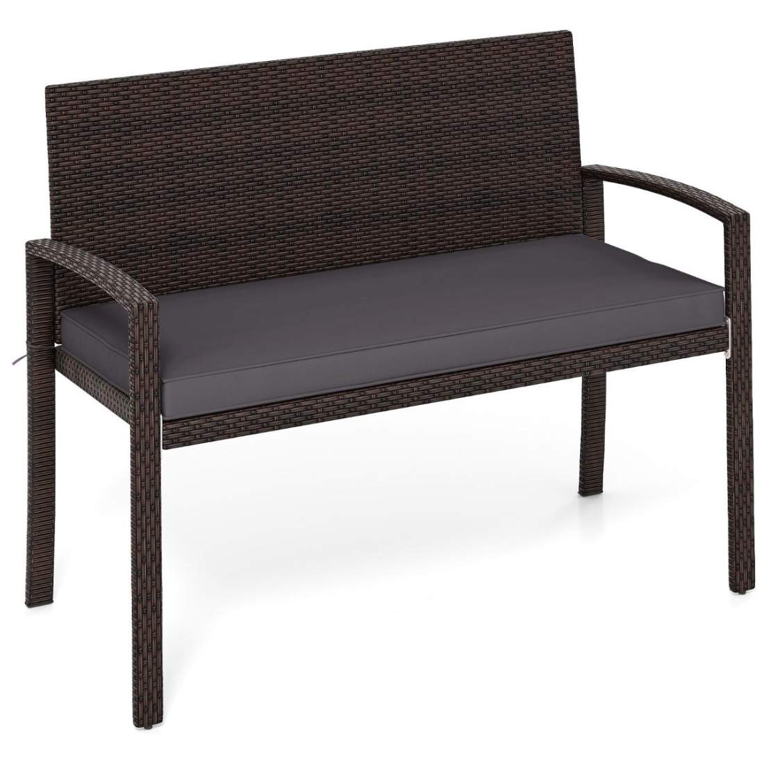 Utomhusbänk i rotting med kuddar – väderbeständig, 360 kg kapacitet | Hem & Hobby | Pryloteket