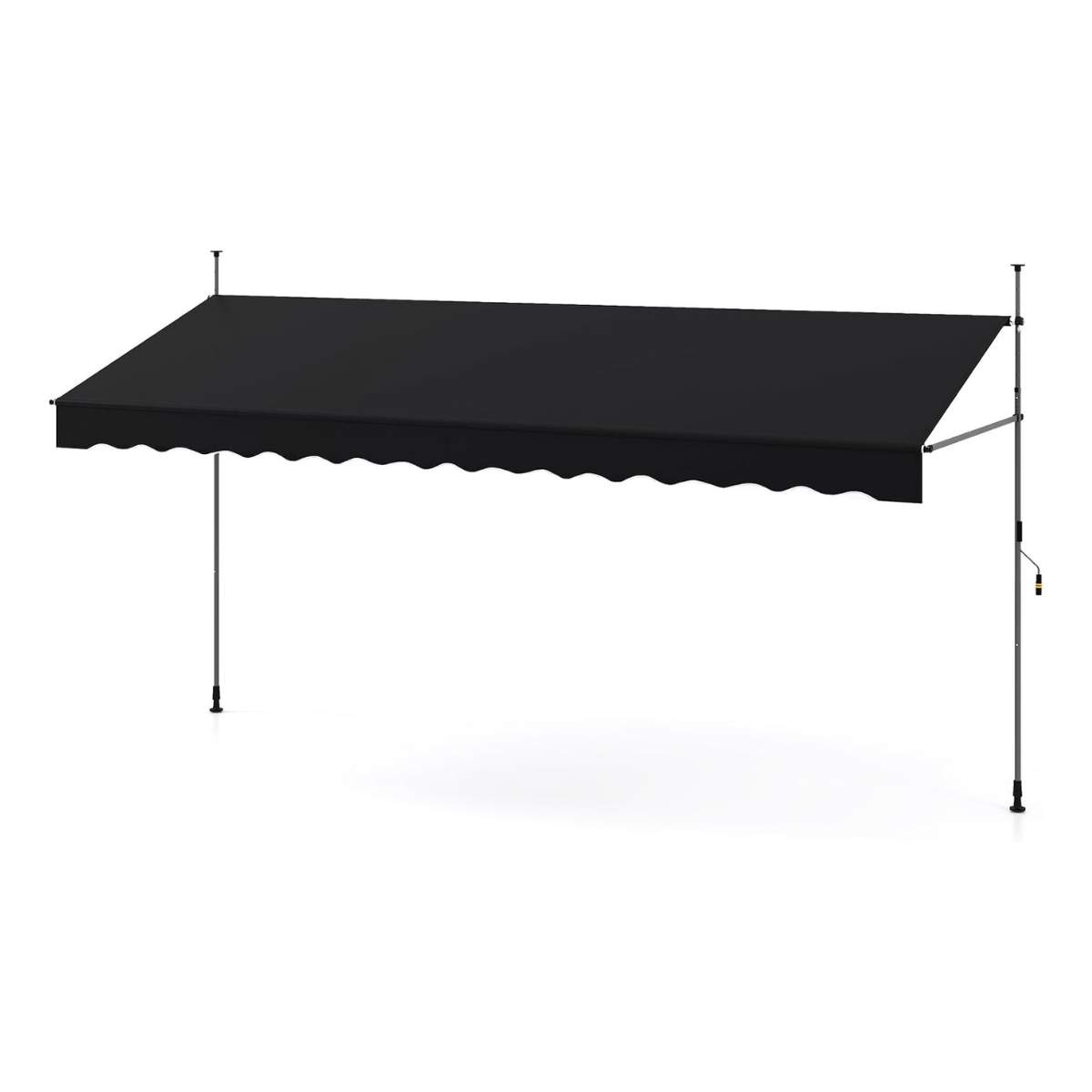 Udtrækkeligt altanmarkise, borefrit, justerbar højde, sort