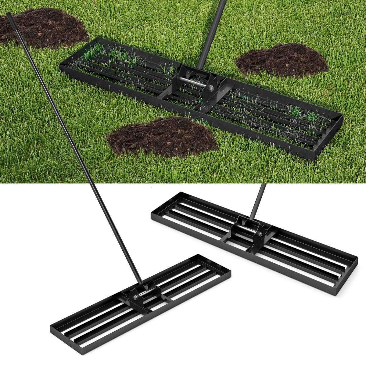 Plæne nivelleringsrive – Ergonomisk håndtag, 106x25 cm, slidstærkt metal