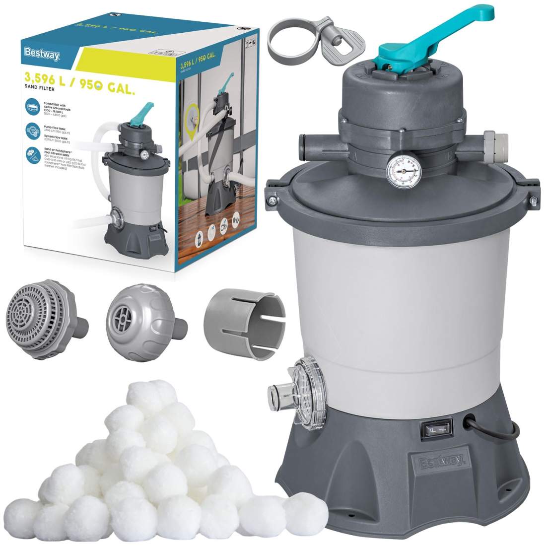 Poolsandpump med filterkulor, 3596 L/h Kapacitet | Hem & Hobby | Pryloteket