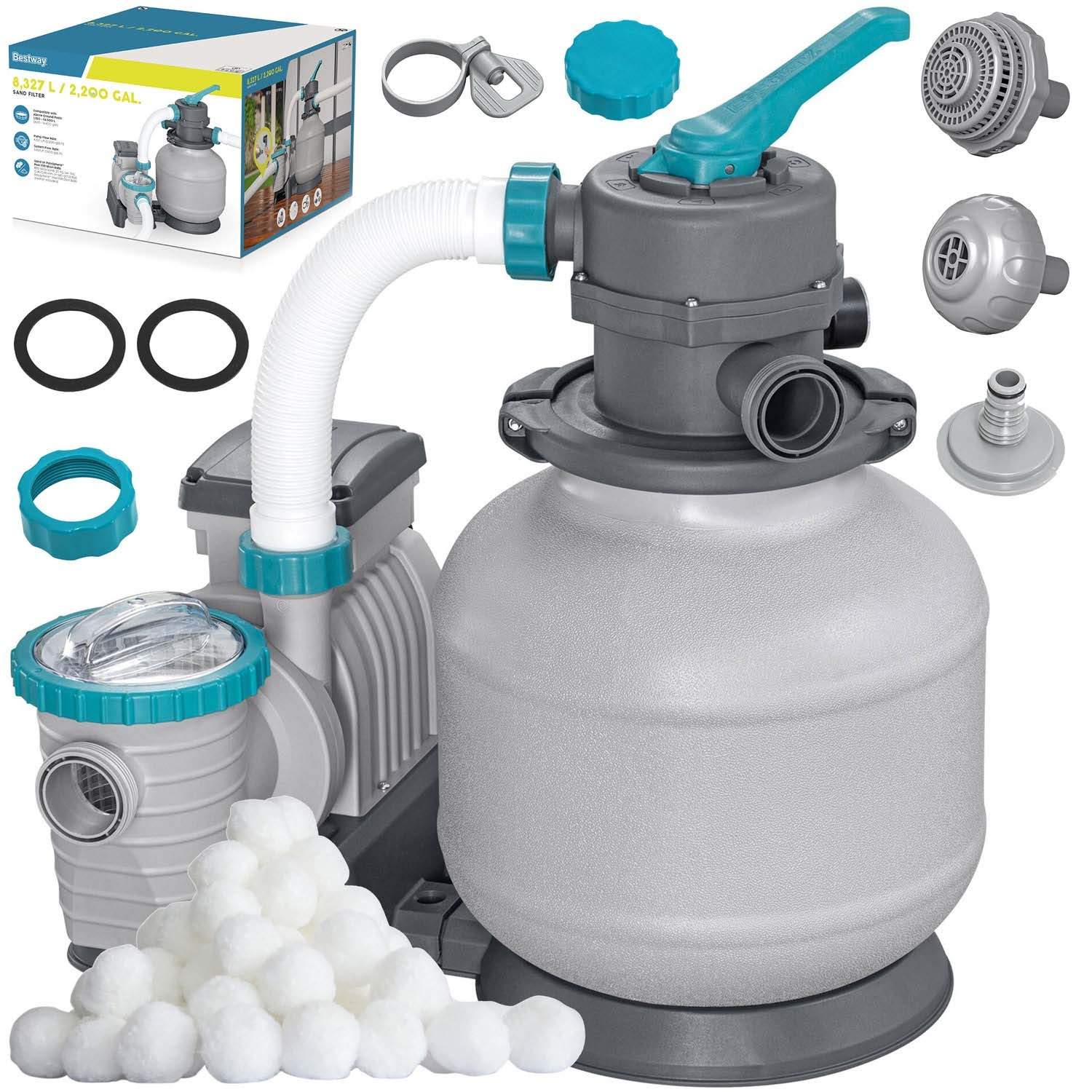 Poolsandfilterpumpe med filterkugler – 8327 L/t