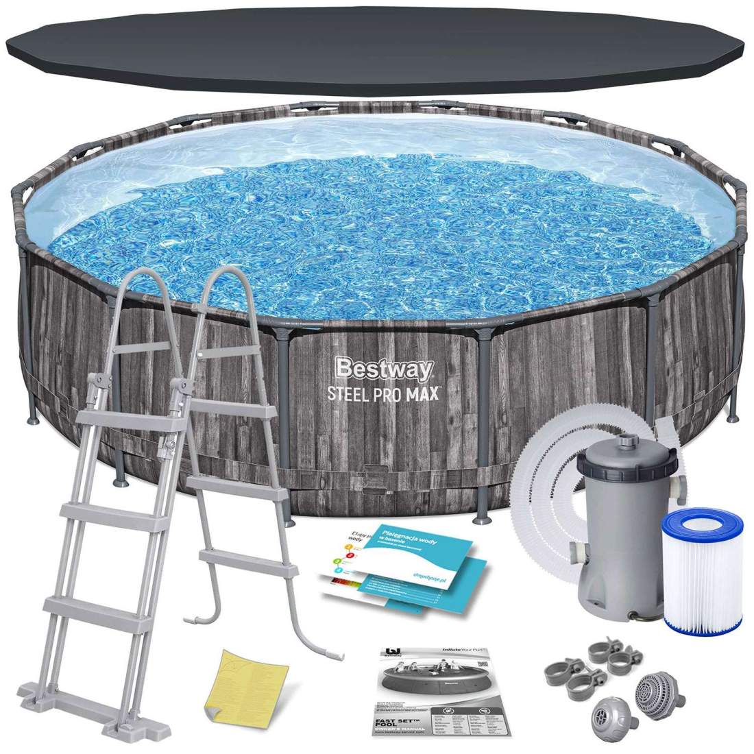 Trädgårdspool av stålstomme 427 x 107 cm – 11-i-1 set | Hem & Hobby | Pryloteket