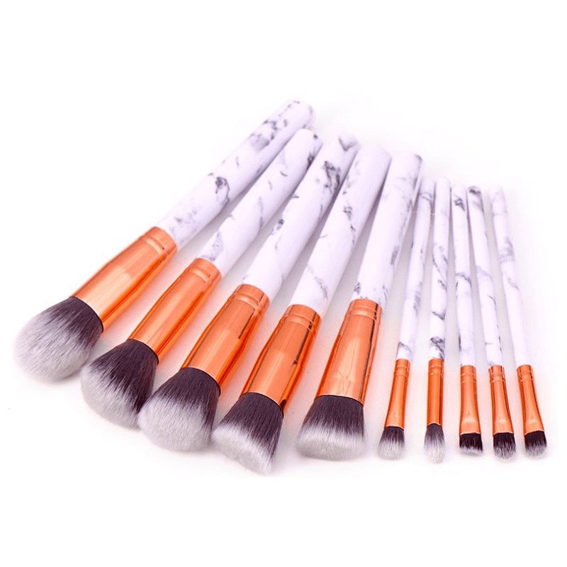 Makeup børstesæt 10 børster - Marmor og Rosaguld